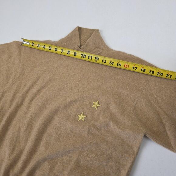 Gentry‎ Portofino Sweater Womens Large Tan 100% Cashmere Embroidered Stars Italy - Picture 5 of 13